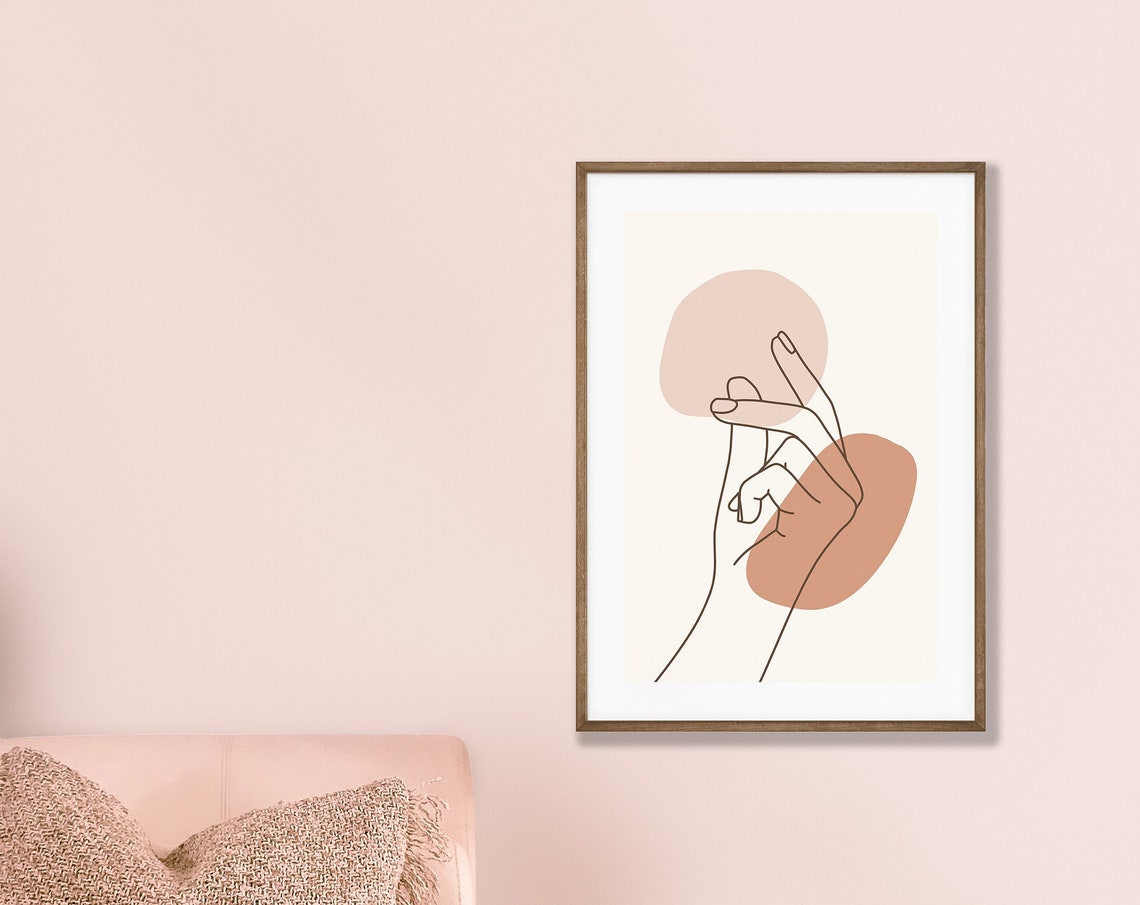 Finger Snapping Gesture Continuous Line Art Minimalist Poster