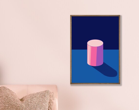 Simple Cylinder Poster Modern Art Simplistic Wall Abstract Minimalist