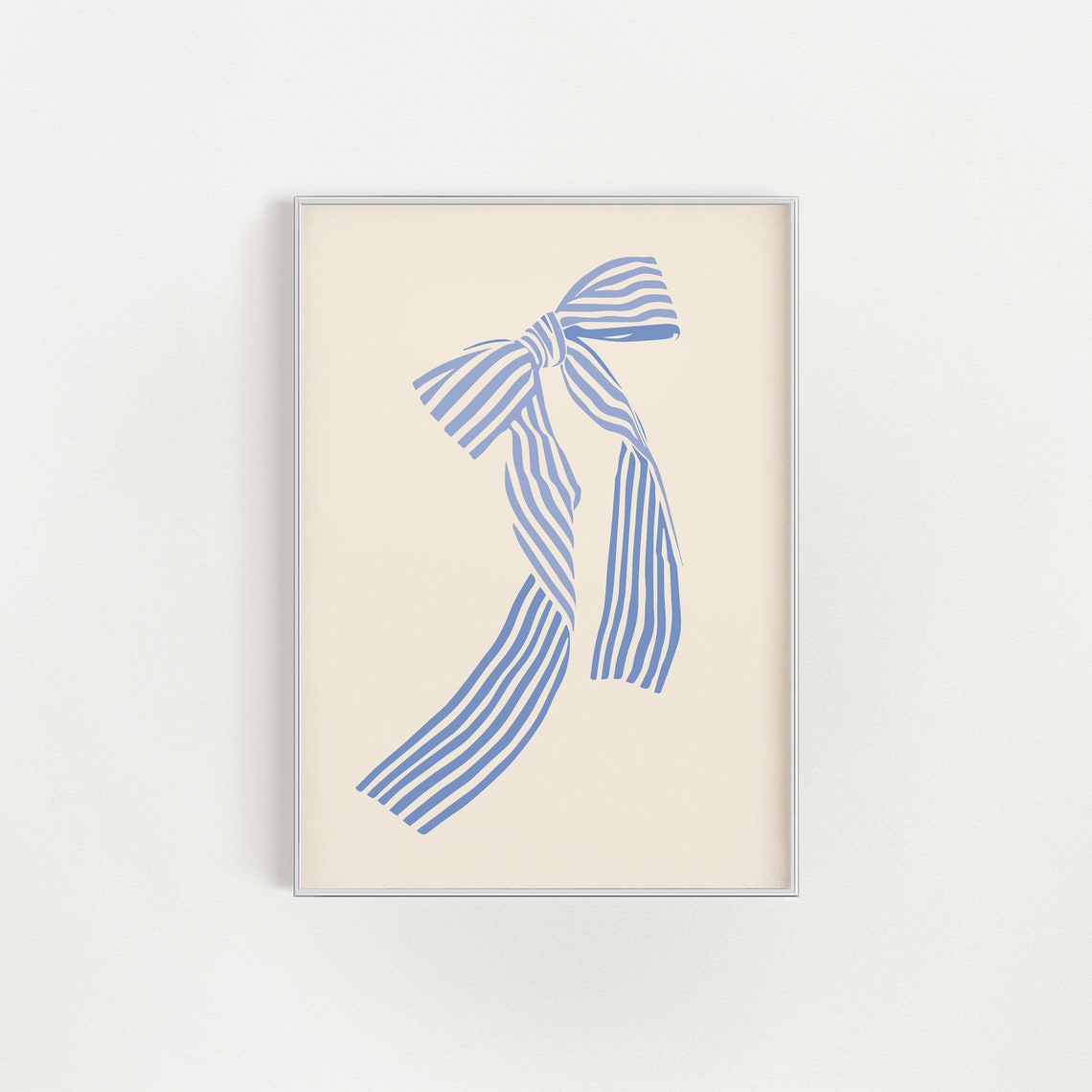 Vintage Blue Striped Hair Bow Coquette Balletcore Aesthetic Poster