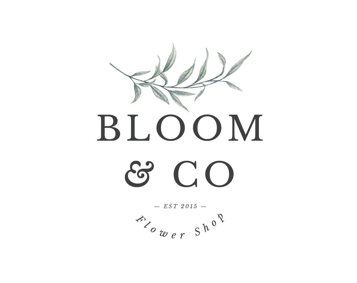Bloom and Co Flower Shop Watercolor Botanical Logo Art Poster