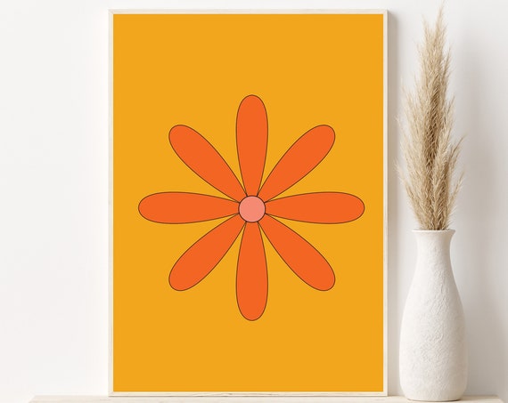 70s Daisy Poster, Mid-Century Modern Art Print