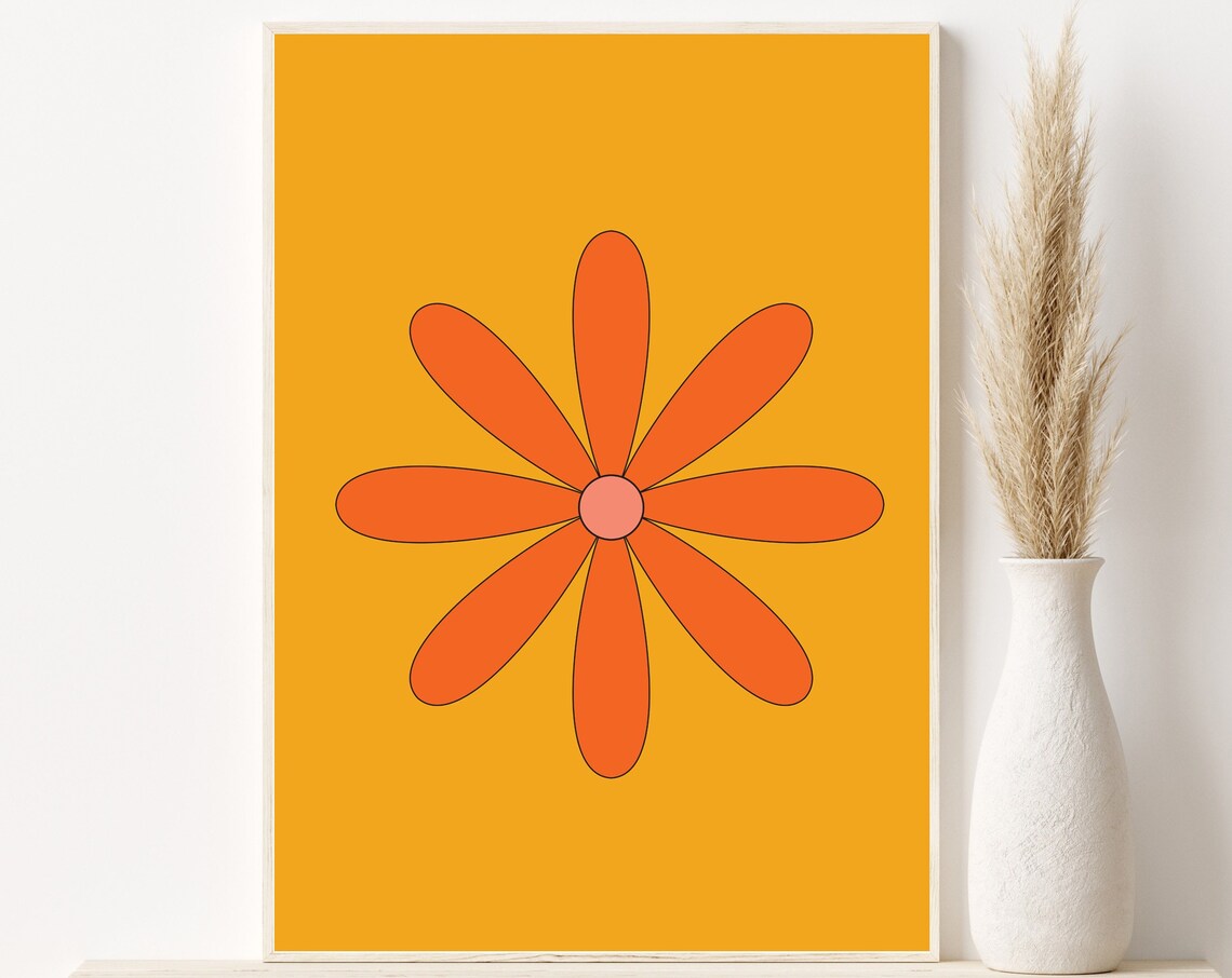 70s Daisy Poster, Mid-Century Modern Art Print