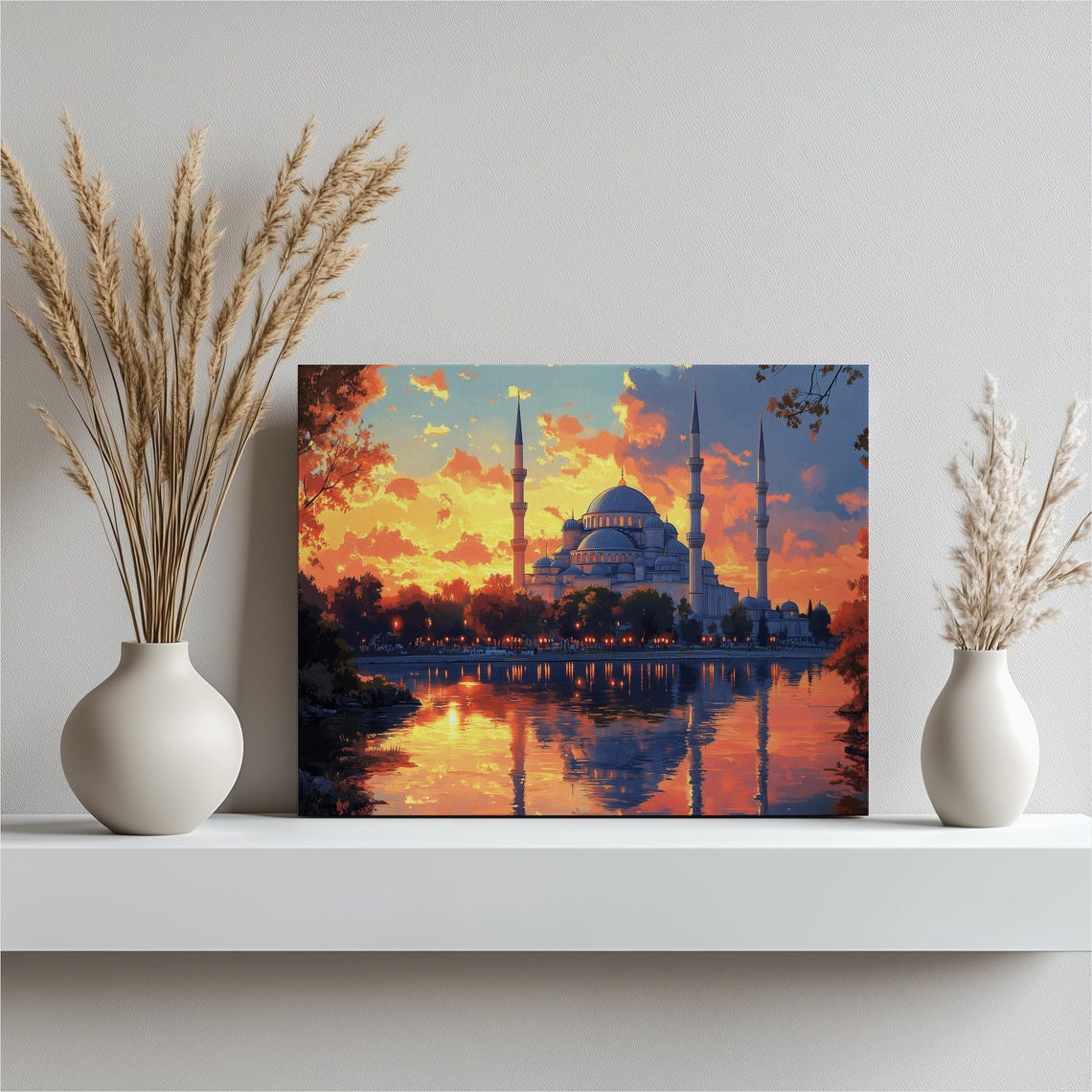 Blue Mosque Istanbul Sunset Glow River Reflection Art Poster