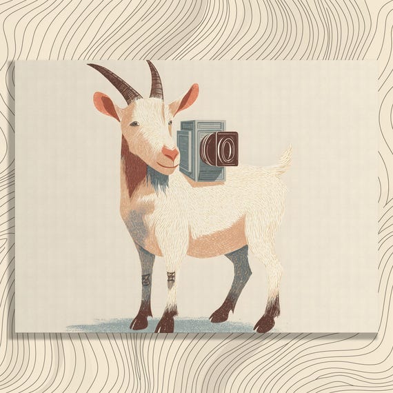 Rustic Goat Canvas Wall Art Illustration Print Animal Silhouette Decor Farmhouse Nature Drawing Gift Modern Country