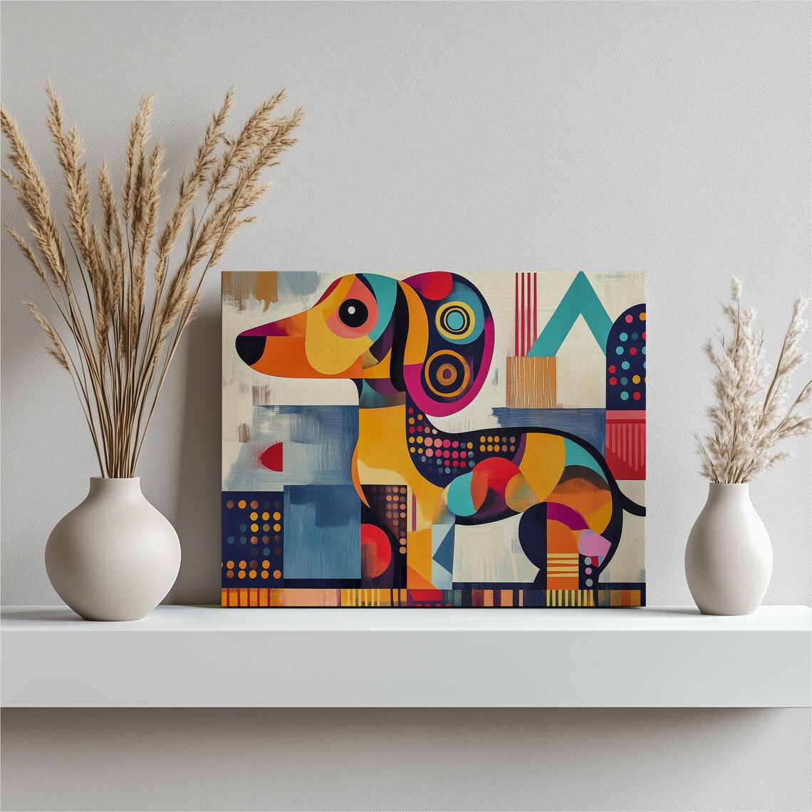 Dachshund Abstract Geometric Modern Dog Art Print