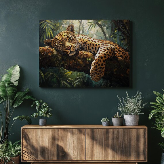 Leopard Canvas Wall Art Jungle Decor Wildlife Print Animal Nature Painting For Living Room Bedroom Office Home