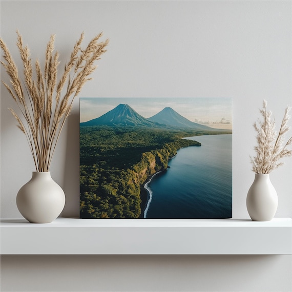 Twin Volcanoes Of Ometepe Island Nicaragua Lush Coast Aerial Poster
