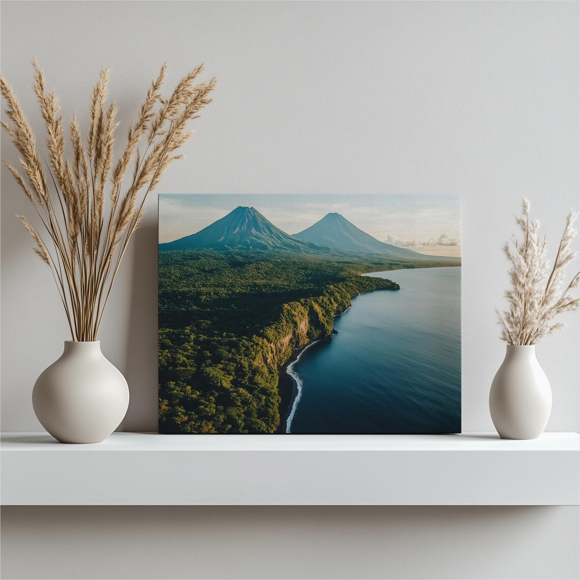 Twin Volcanoes Of Ometepe Island Nicaragua Lush Coast Aerial Poster