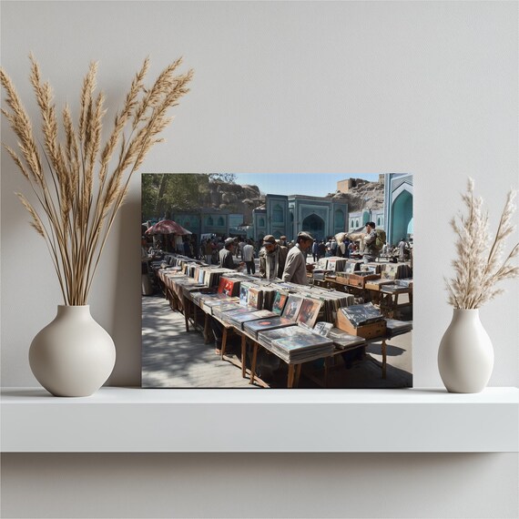 Vinyl Record Flea Market Street Photography Urban Music Scene Poster