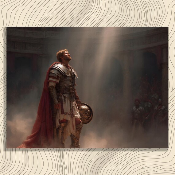 Roman Gladiator in Arena Dramatic Cinematic History Art Poster