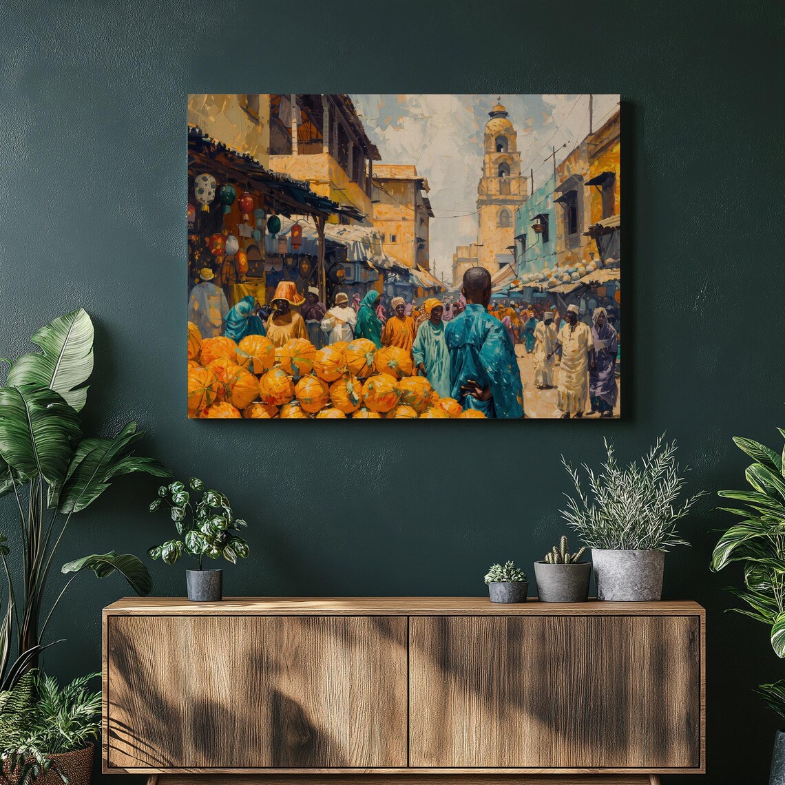 Lagos Street Market Vibrant African Market Scene Painting Poster