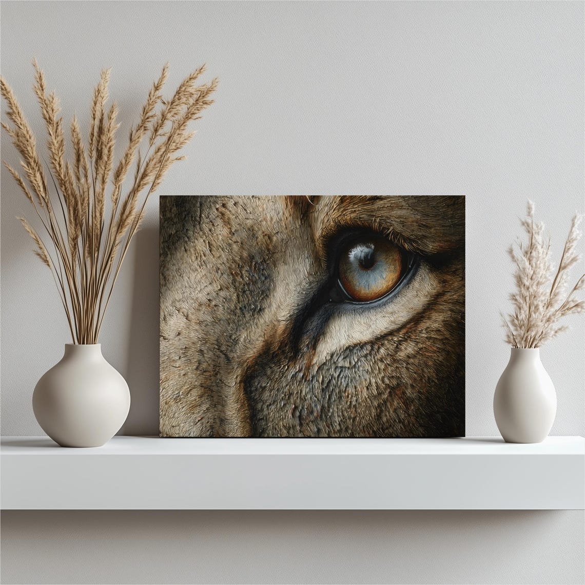 Lion Eye Close Up Dramatic Photorealistic Big Cat Wildlife Poster