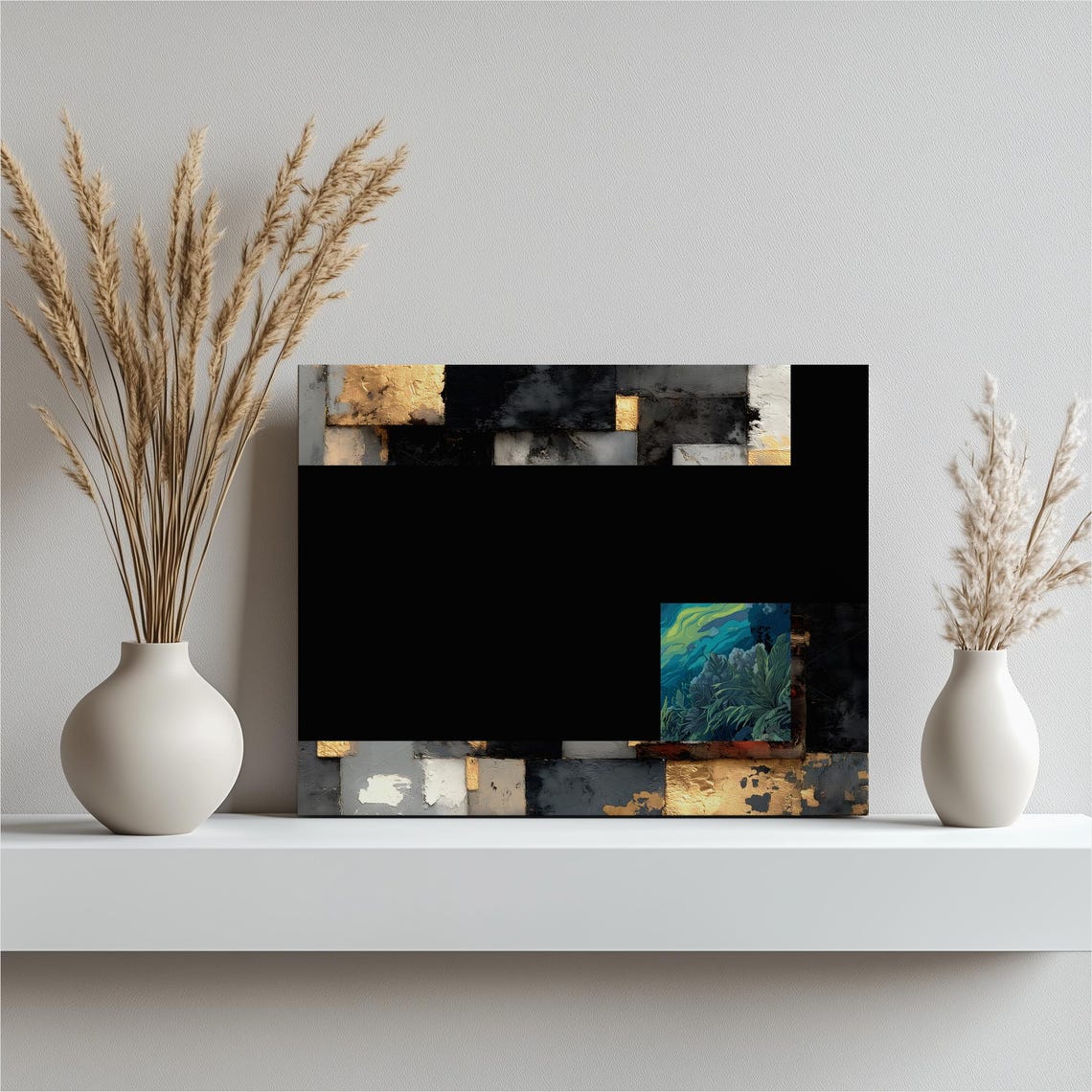 Abstract Black and Gold Geometric Modern Canvas Style Poster