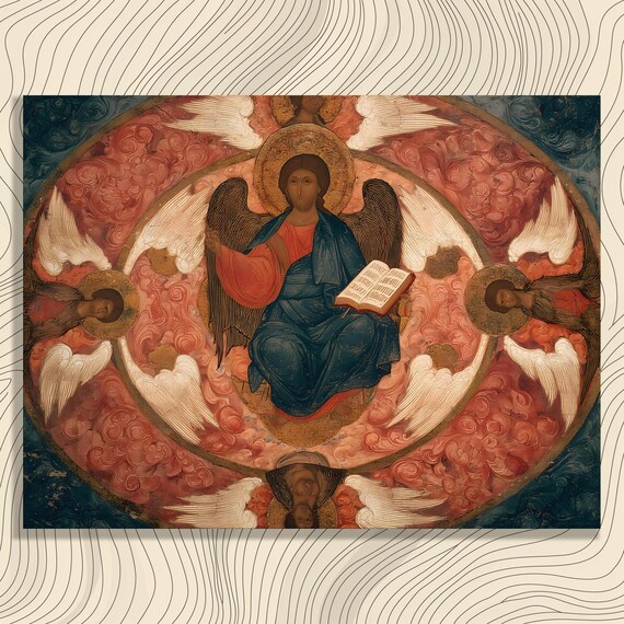 Christ Pantocrator Byzantine Icon Enthroned Sacred Christian Wall Art