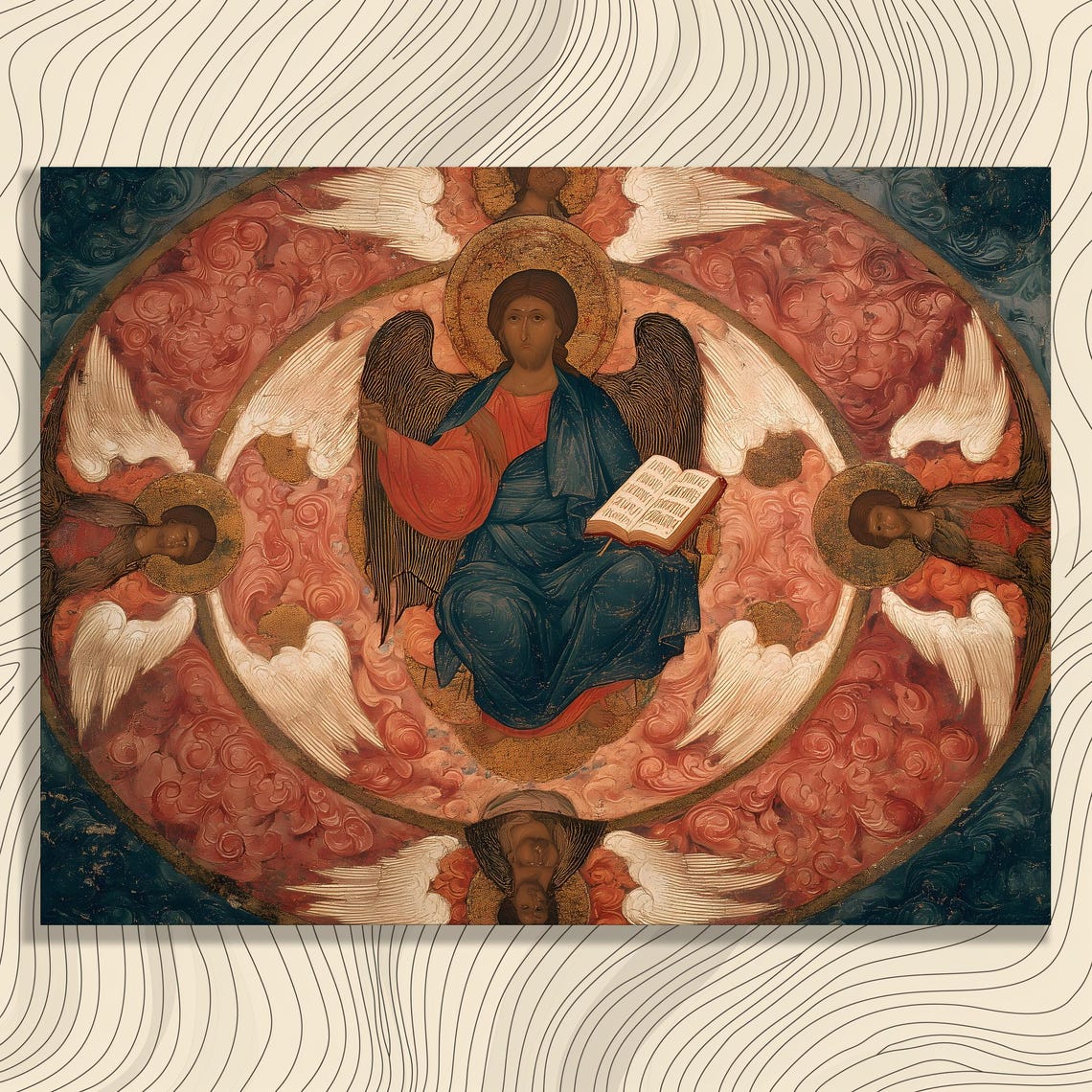 Christ Pantocrator Byzantine Icon Enthroned Sacred Christian Wall Art