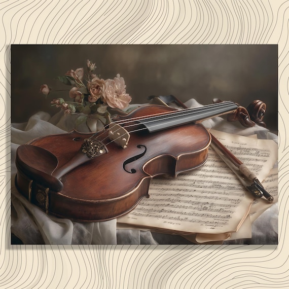 Antique Violin Roses Sheet Music Still Life Photography Poster