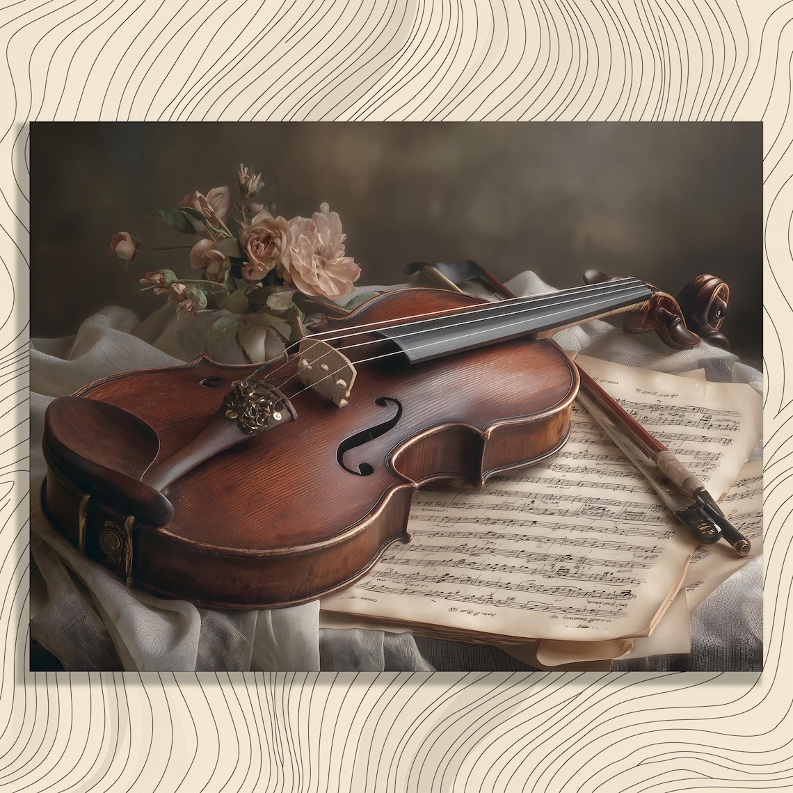 Antique Violin Roses Sheet Music Still Life Photography Poster