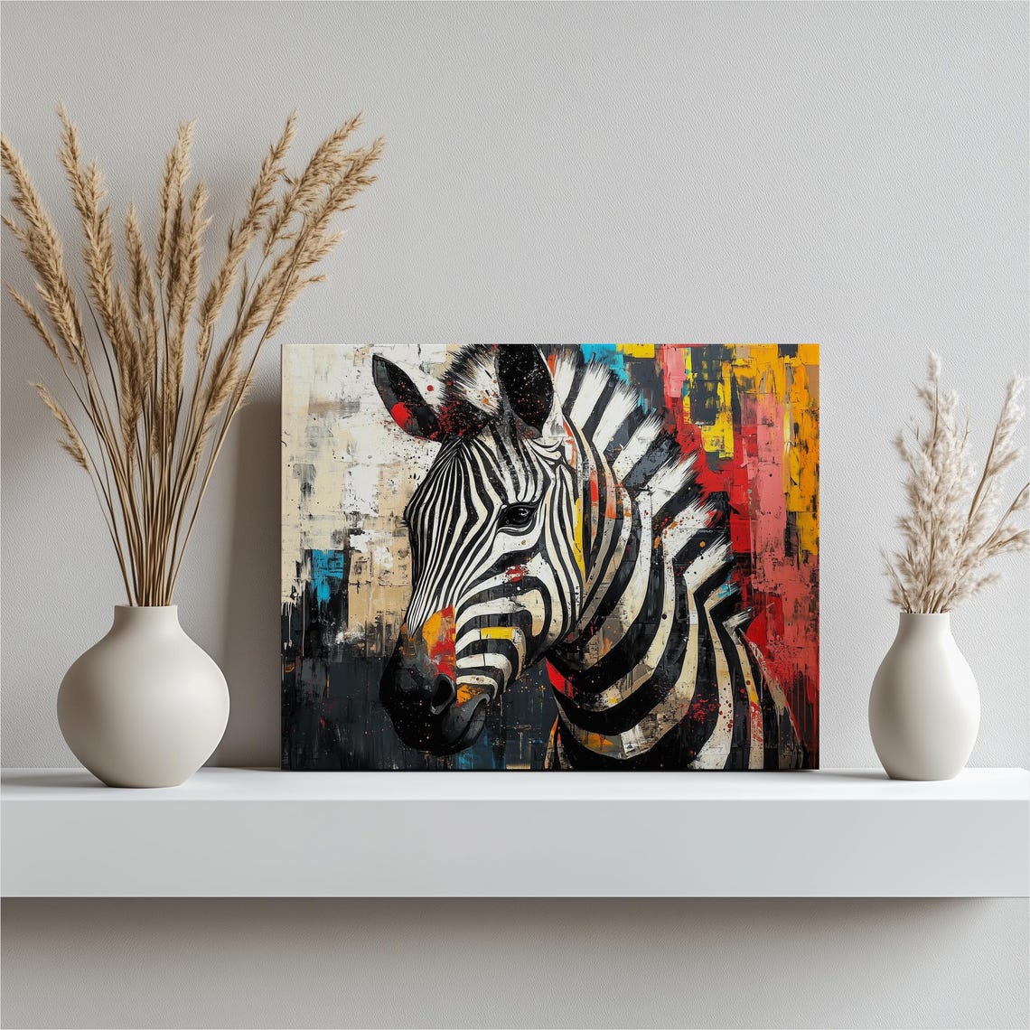 Bold Colorful Zebra Portrait Abstract Pop Art Animal Wall Art