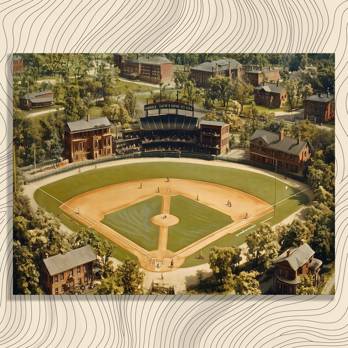 Vintage Baseball Stadium Aerial Historic Ballpark Nostalgia Wall Art