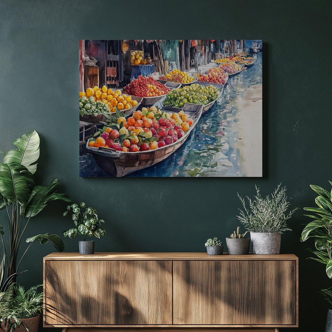 Thailand Floating Market Colorful Boats Loaded With Fruit Wall Art
