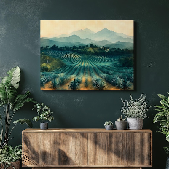 Jalisco Mexico Blue Agave Fields Mountain Landscape Art Print