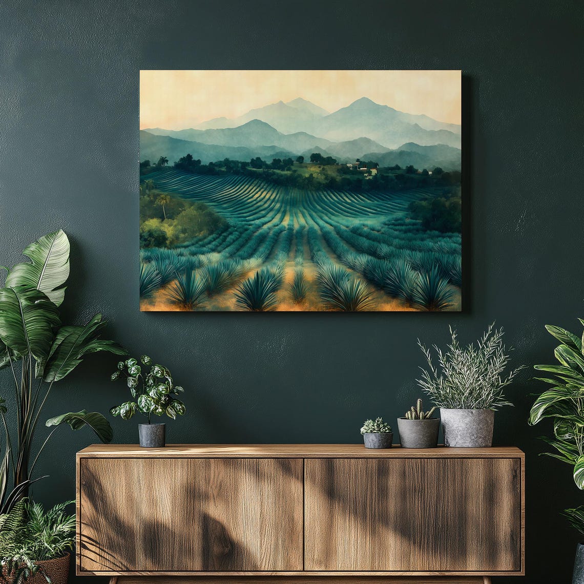 Jalisco Mexico Blue Agave Fields Mountain Landscape Art Print