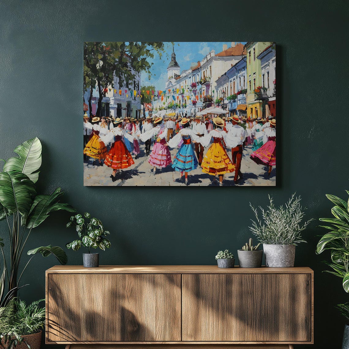 Vibrant Folk Dance Festival European Town Square Celebration Poster