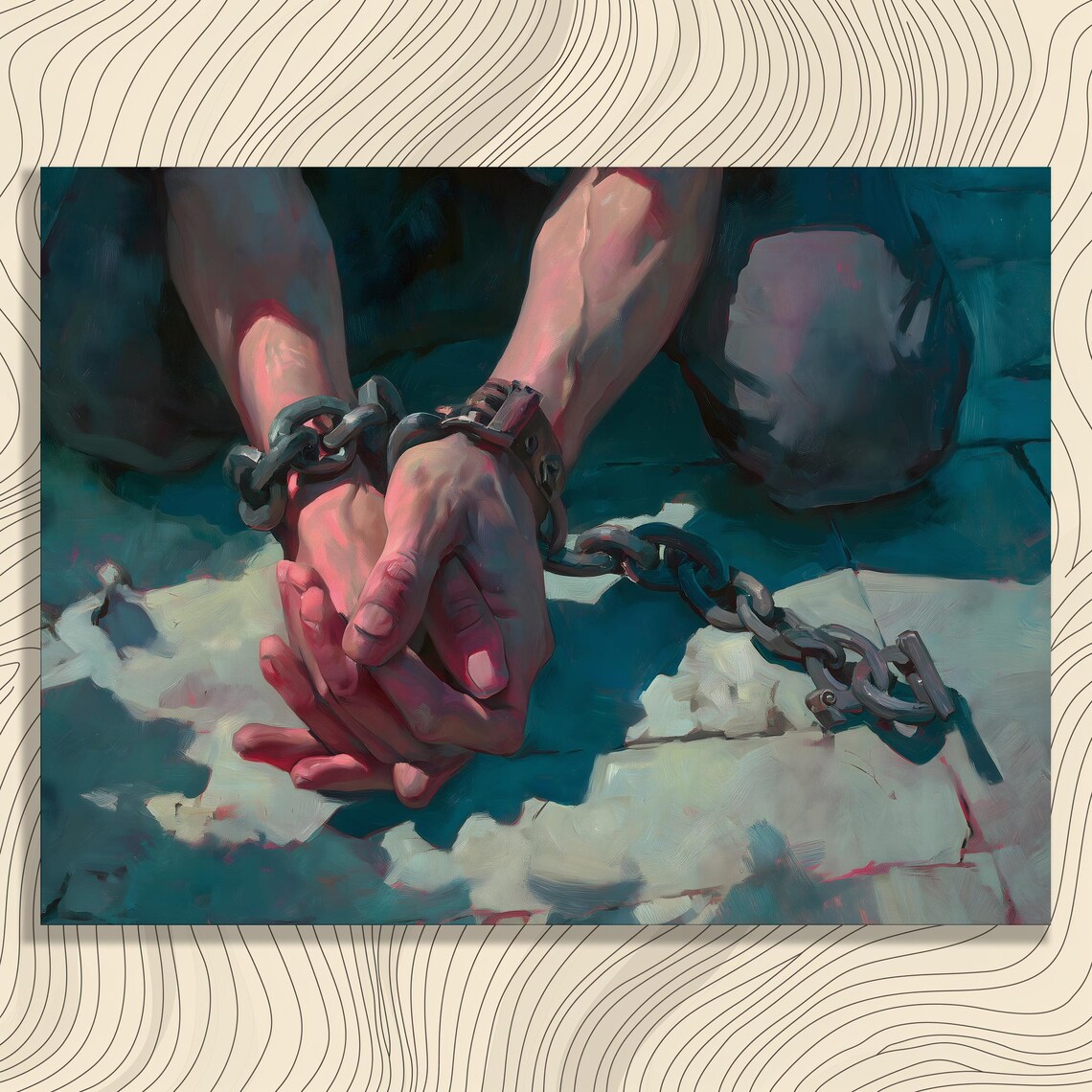 Shackled Hands in Chains Emotional Freedom Painterly Art Poster