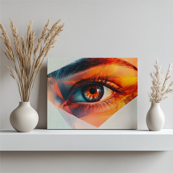Creative Vision Canvas Wall Art Abstract Patterns Human Eye Vibrant Palette Double Exposure Modern Decor Unique Artistic Design Gift