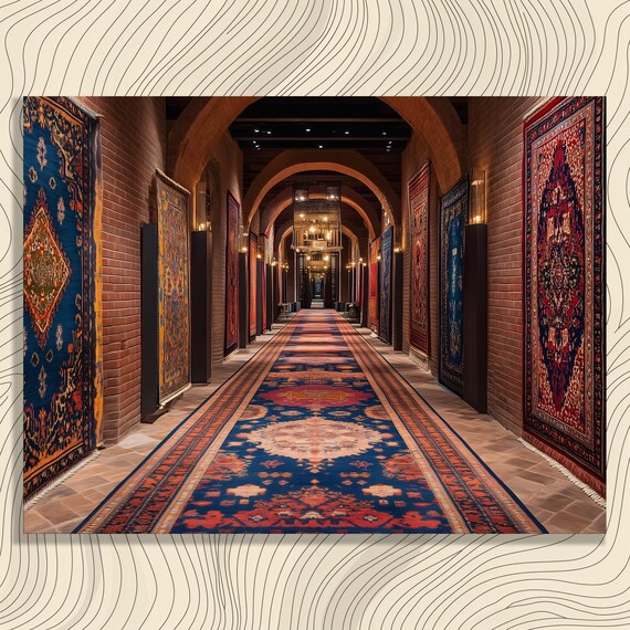 Oriental Rug Gallery Arched Corridor Vintage Bohemian Art Poster