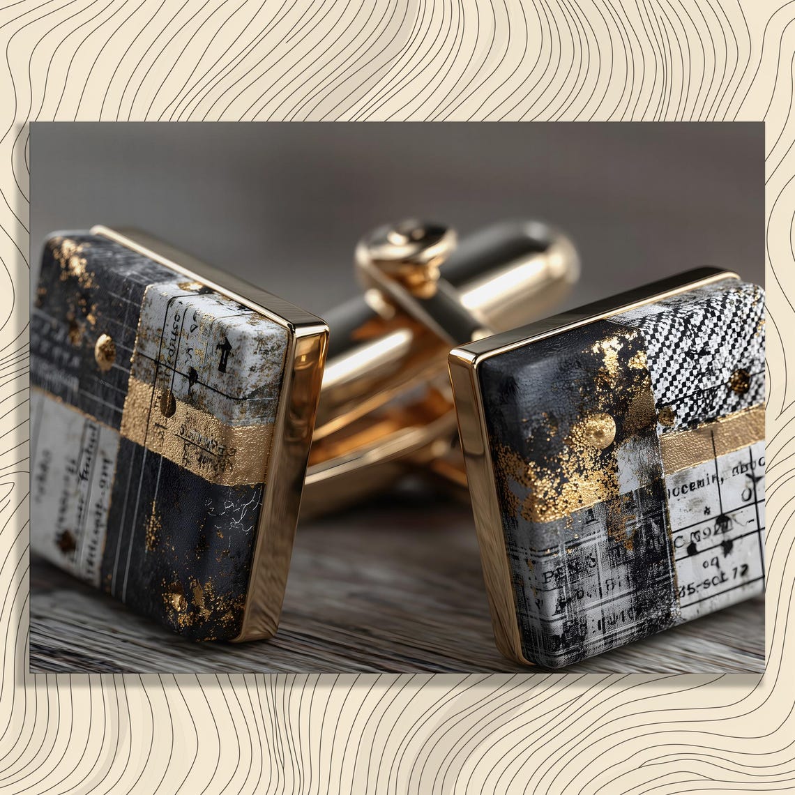 Luxury Gold Cufflinks Macro Art Black White Gold Abstract Poster