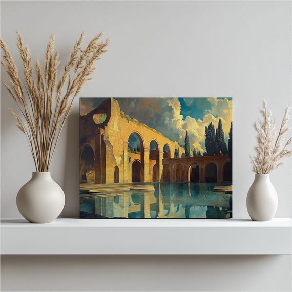 Baths Of Caracalla Canvas Wall Art Roman Architecture Ancient Ruins Classical Decor Large Print Historic Landmark Grand