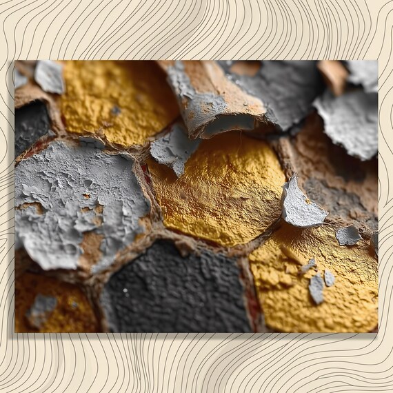Abstract Honeycomb Texture Canvas Wall Art Metallic Gold And Black Modern Decor Print