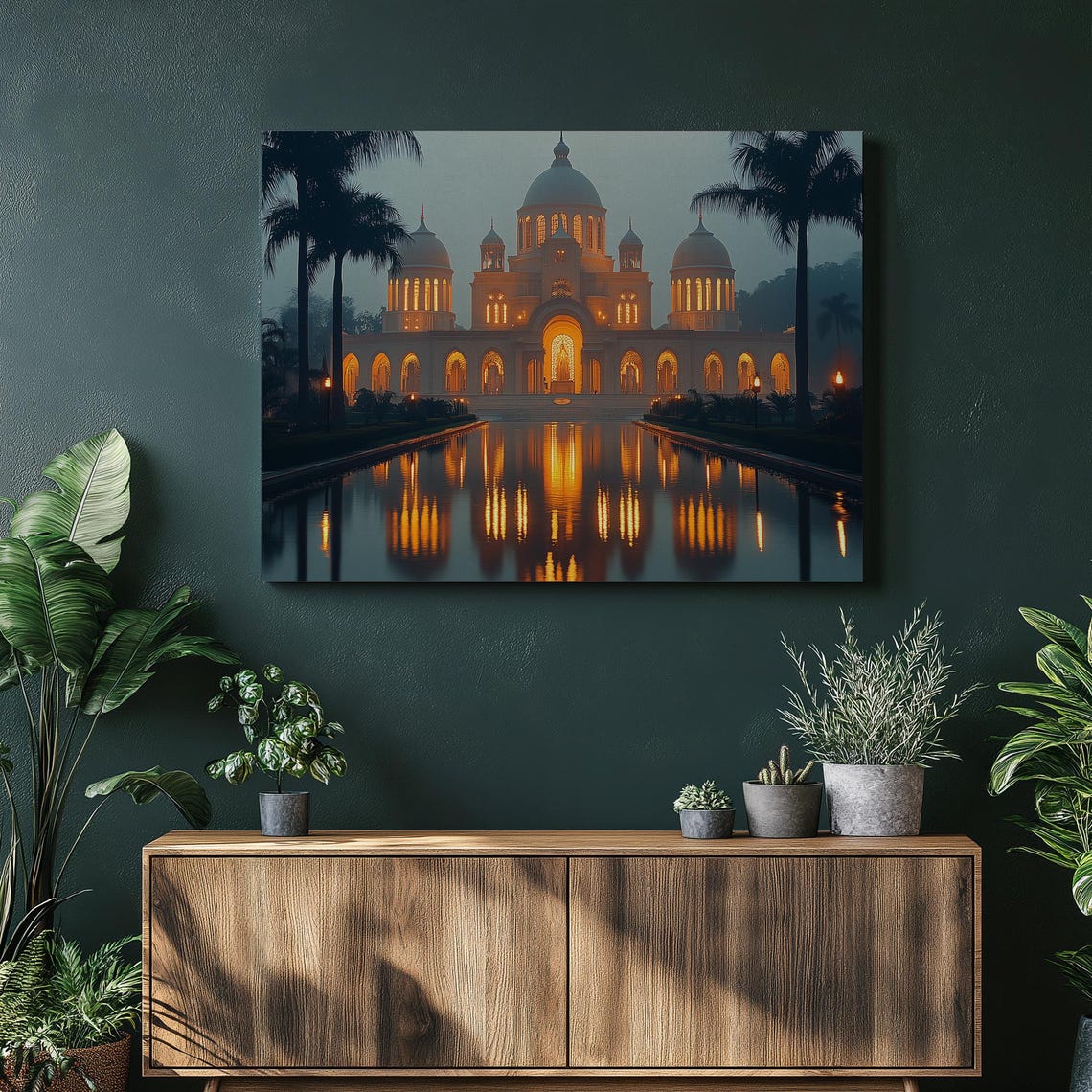 Grand Basilica Ivory Coast Dusk Reflection Golden Light Poster