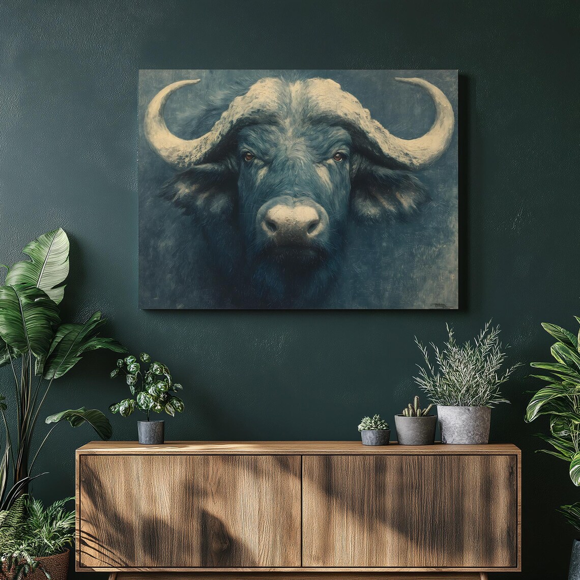 Water Buffalo Canvas Wall Art Print Animal Portrait Modern Wildlife Decor Rustic Hanging Statement Piece