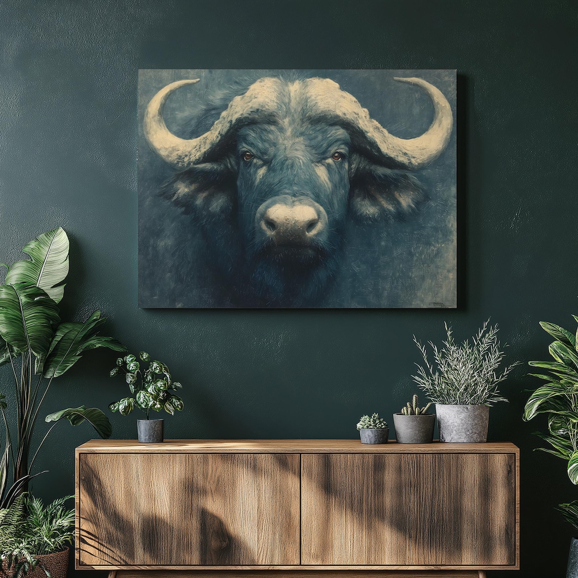 Water Buffalo Cape Buffalo Face Portrait Moody Wildlife Art Poster
