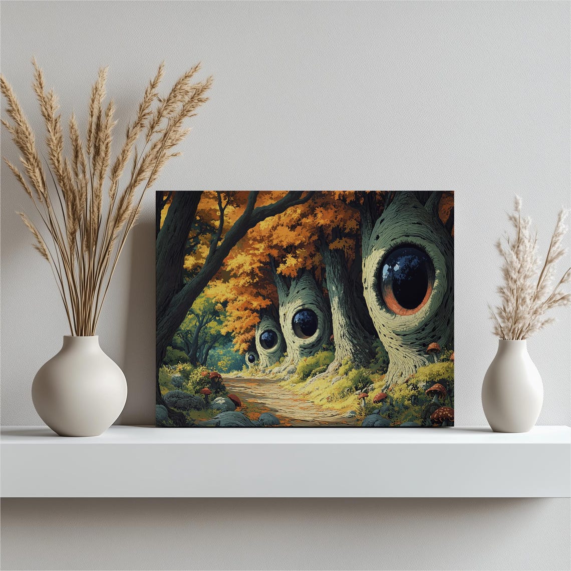 Magical Watching Trees Surreal Autumn Forest Eye Fantasy Poster