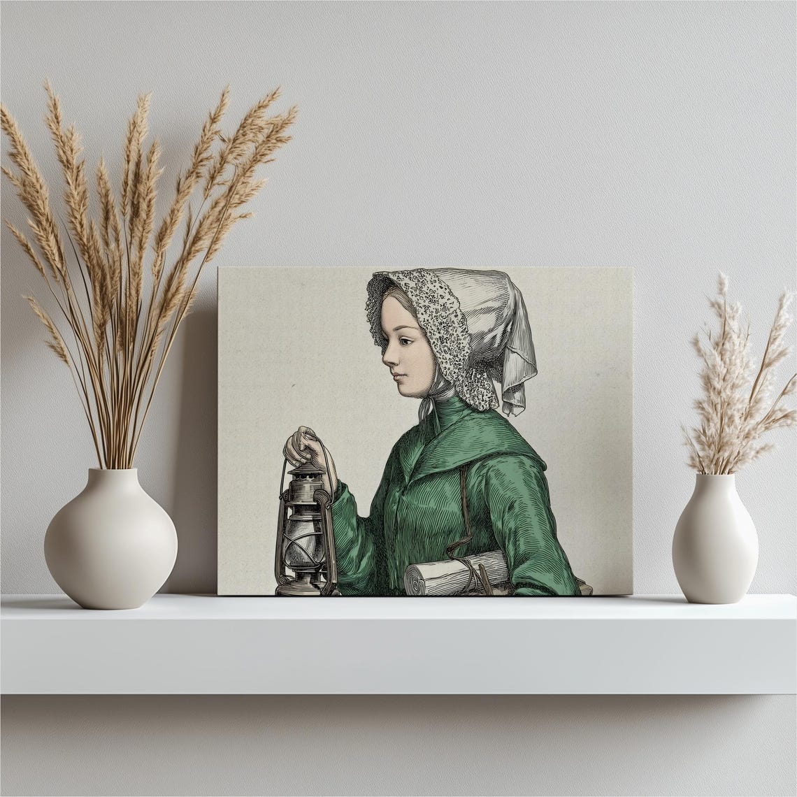 Florence Nightingale Lady with the Lamp Vintage Engraving Poster