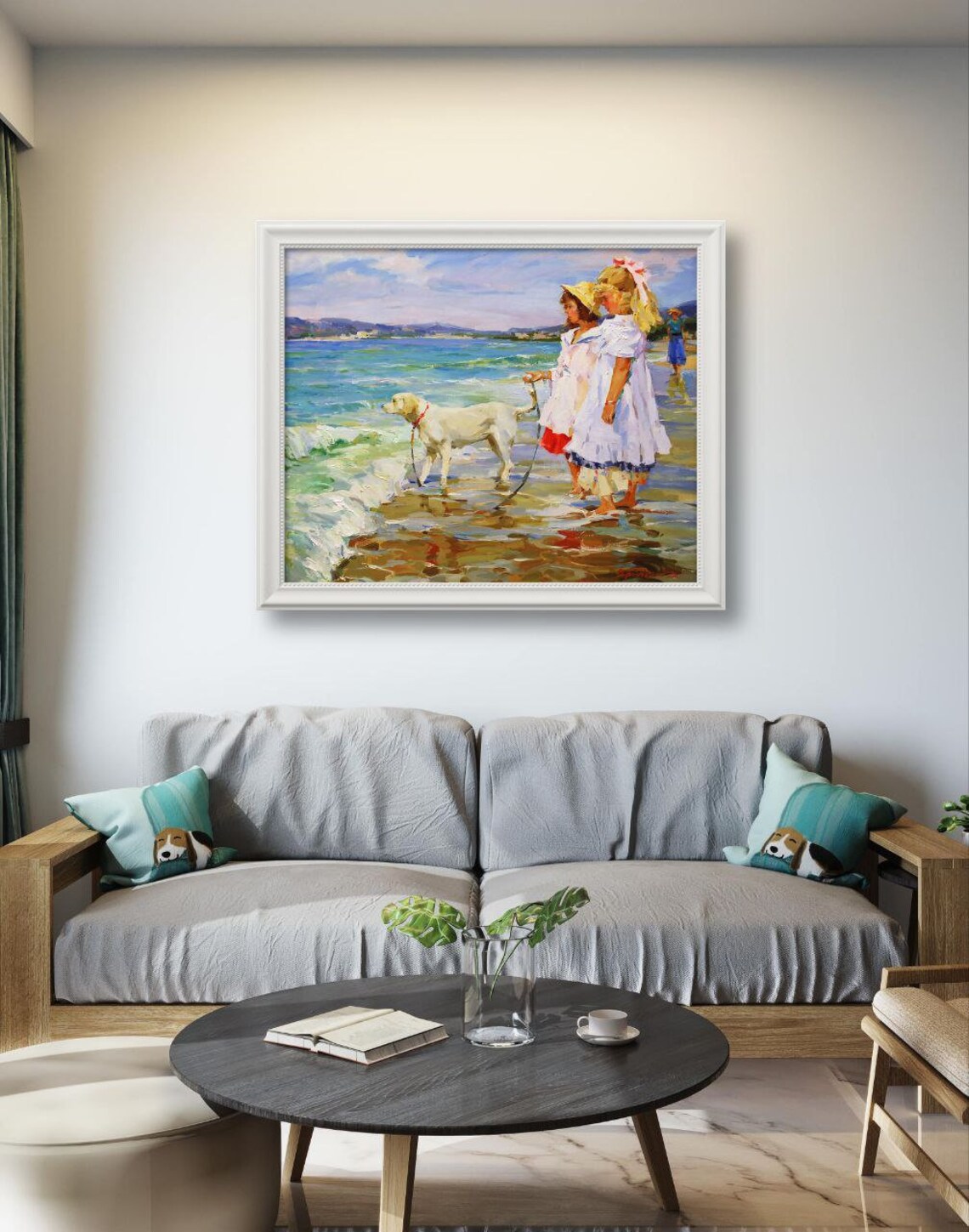 Seashore Painting, Coastal Genre Scene Impressionism - Image 2