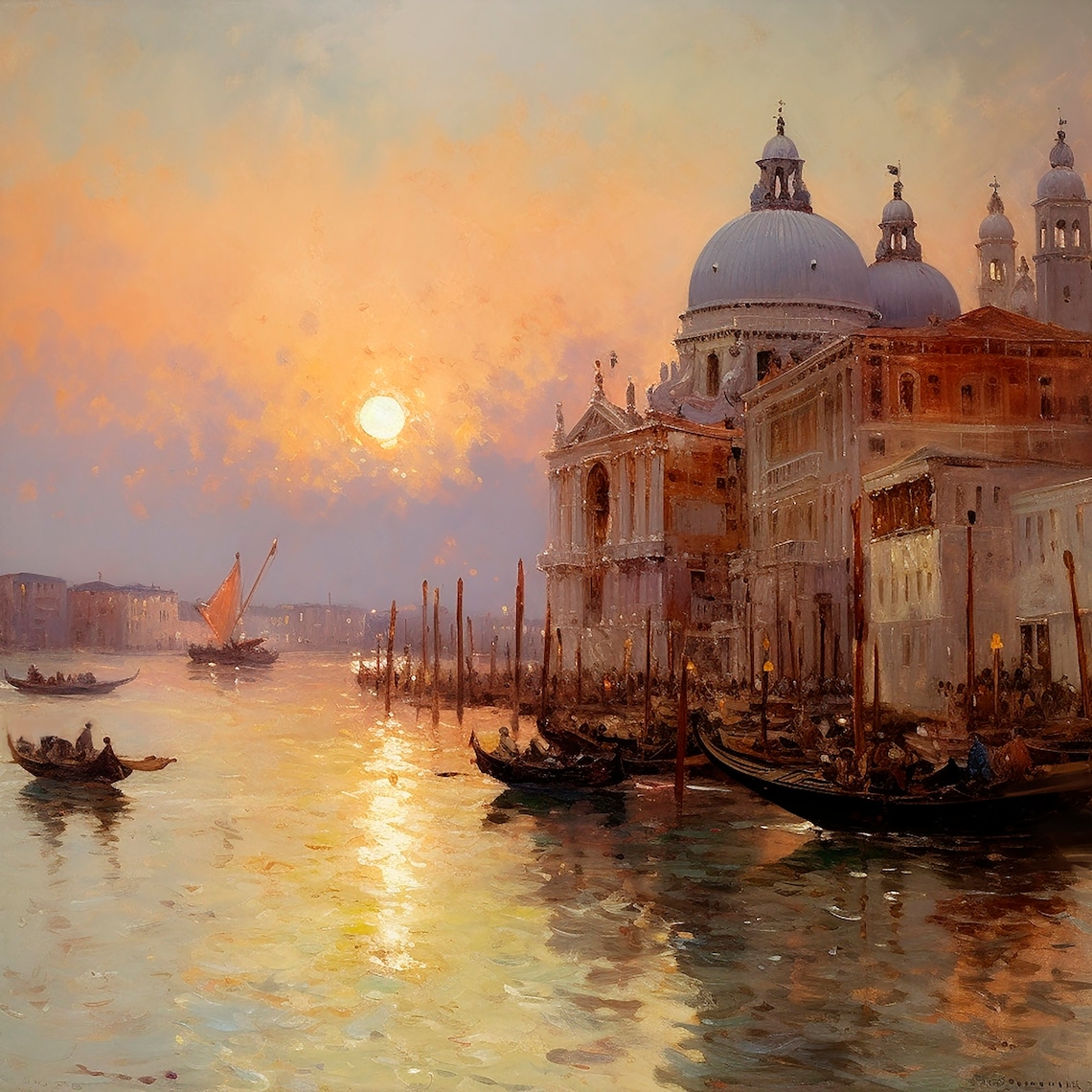 Evening In Venice, Impressionism Oil Painting - Image 2