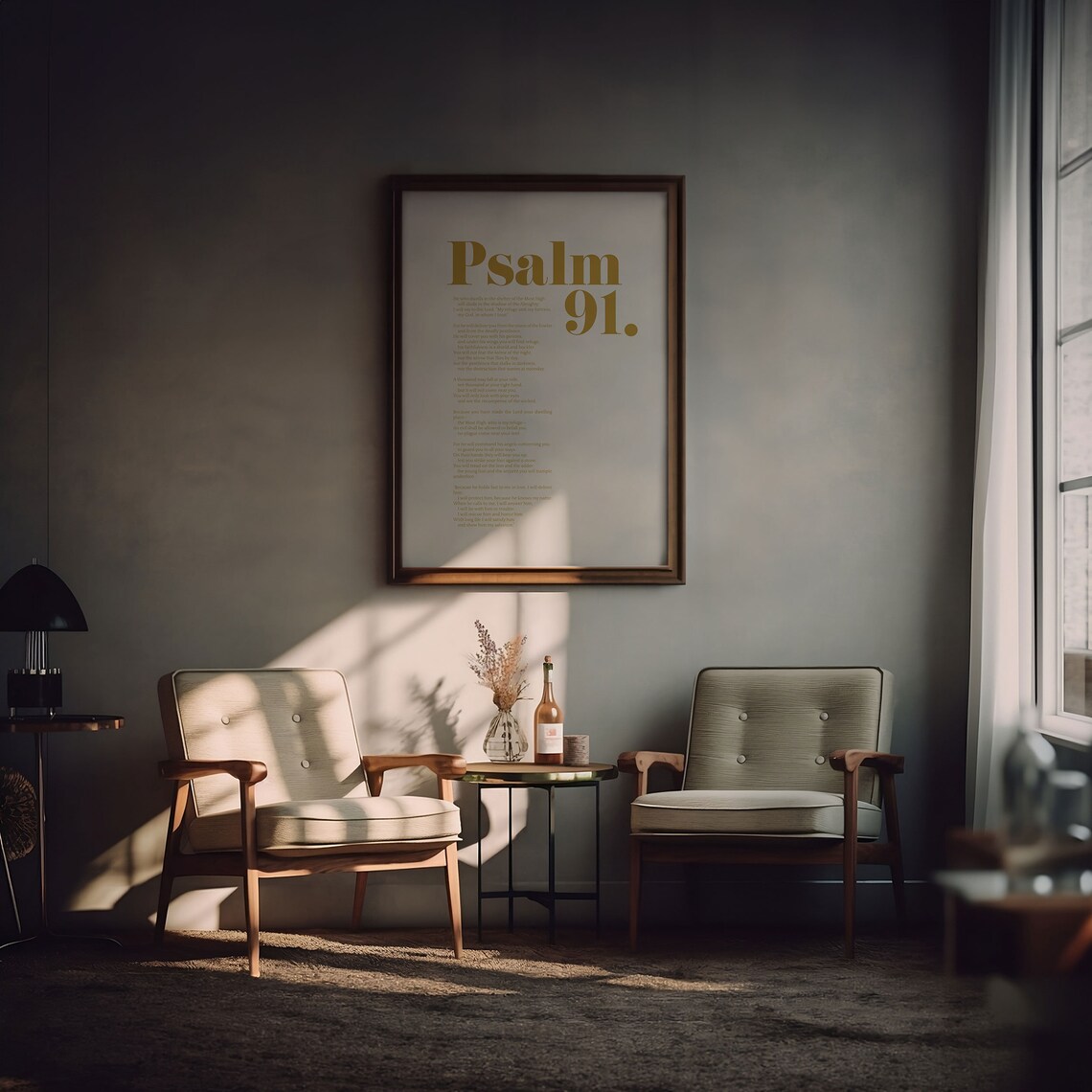 Psalm 91 Scripture Art, Minimalist Poster - Image 3