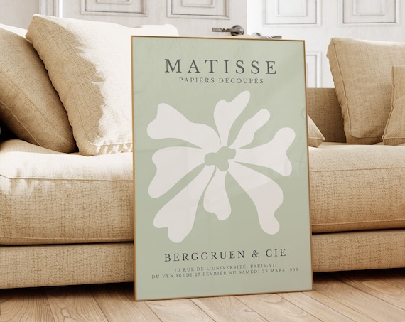 Matisse Papiers Decoupes White Flower Sage Green 1953 Poster