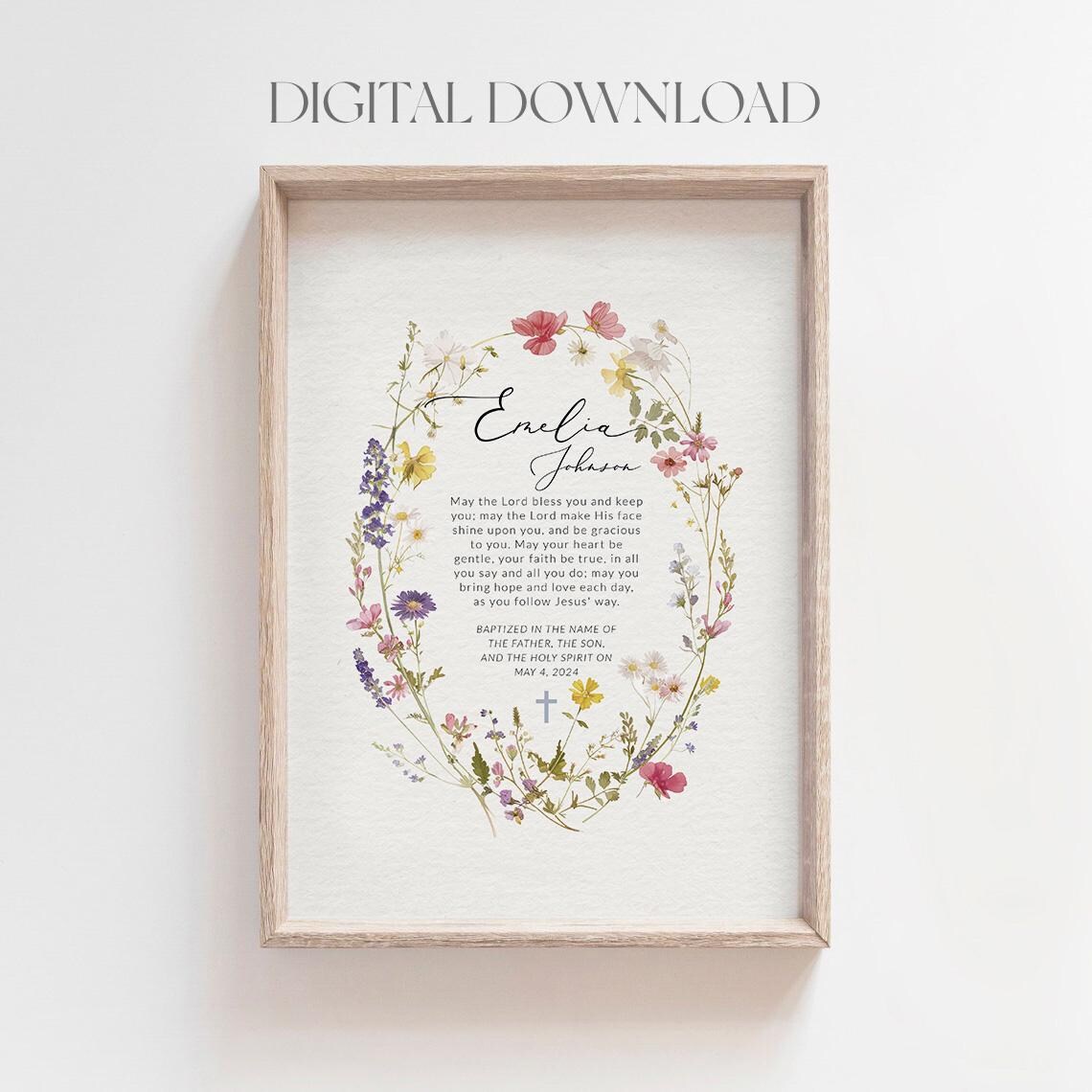 Personalised Wildflower Baptism Baby Dedication Art Print - Image 4
