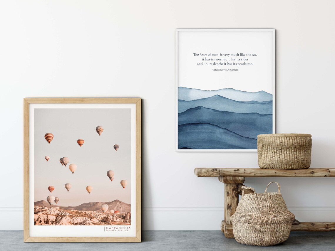 Vincent Van Gogh Heart Like The Sea Quote Blue Watercolor Wall Poster - Image 4