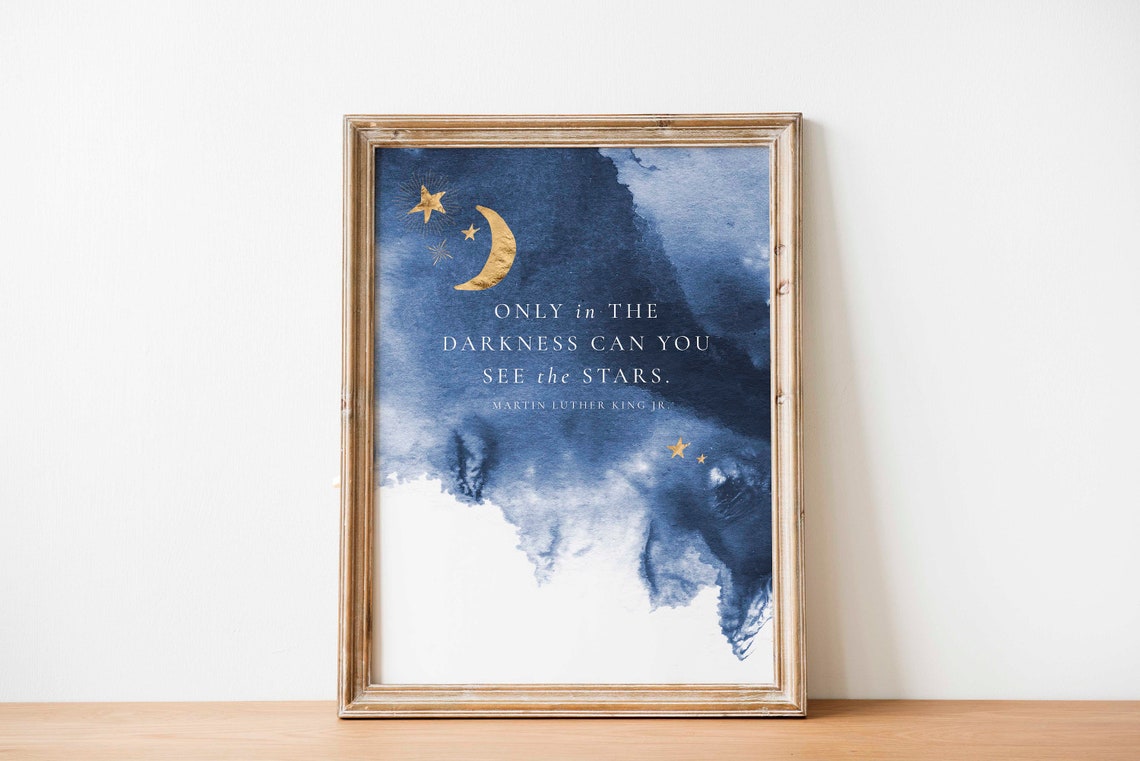 Martin Luther King Jr Darkness Stars Quote Navy Watercolor Poster