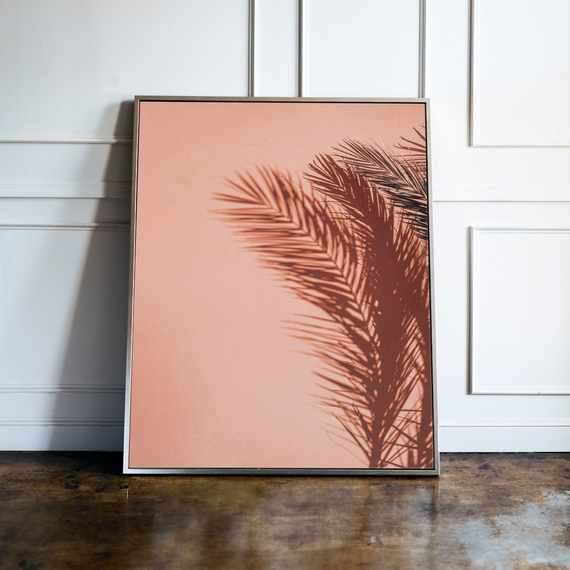 Pink Tropical Palm Shadow Wall Photography Minimalist Summer Print - Image 2