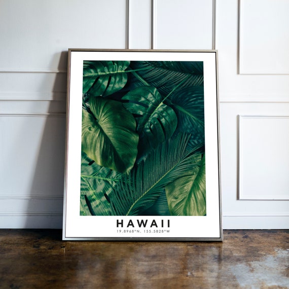 Hawaii Travel Poster Sea Beach Coastal Print Travel Poster Home Decor Beach House Home Decor Hawaii Coordinates Framed Trendy Wall Art