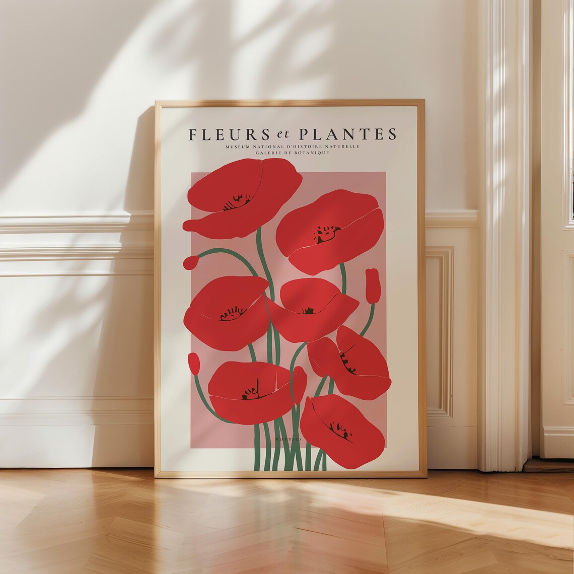 Poppy Poppies Vintage Botanical Art Print, Red Flowers