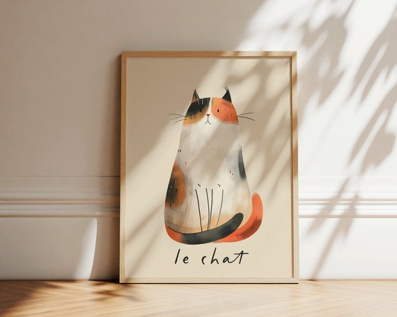 Cat Nursery Prints Le Chat Affiche Gato Room Poster Childrens Animal Print Nursery Wall Art Cute Animal Trendy Kids Room Decor