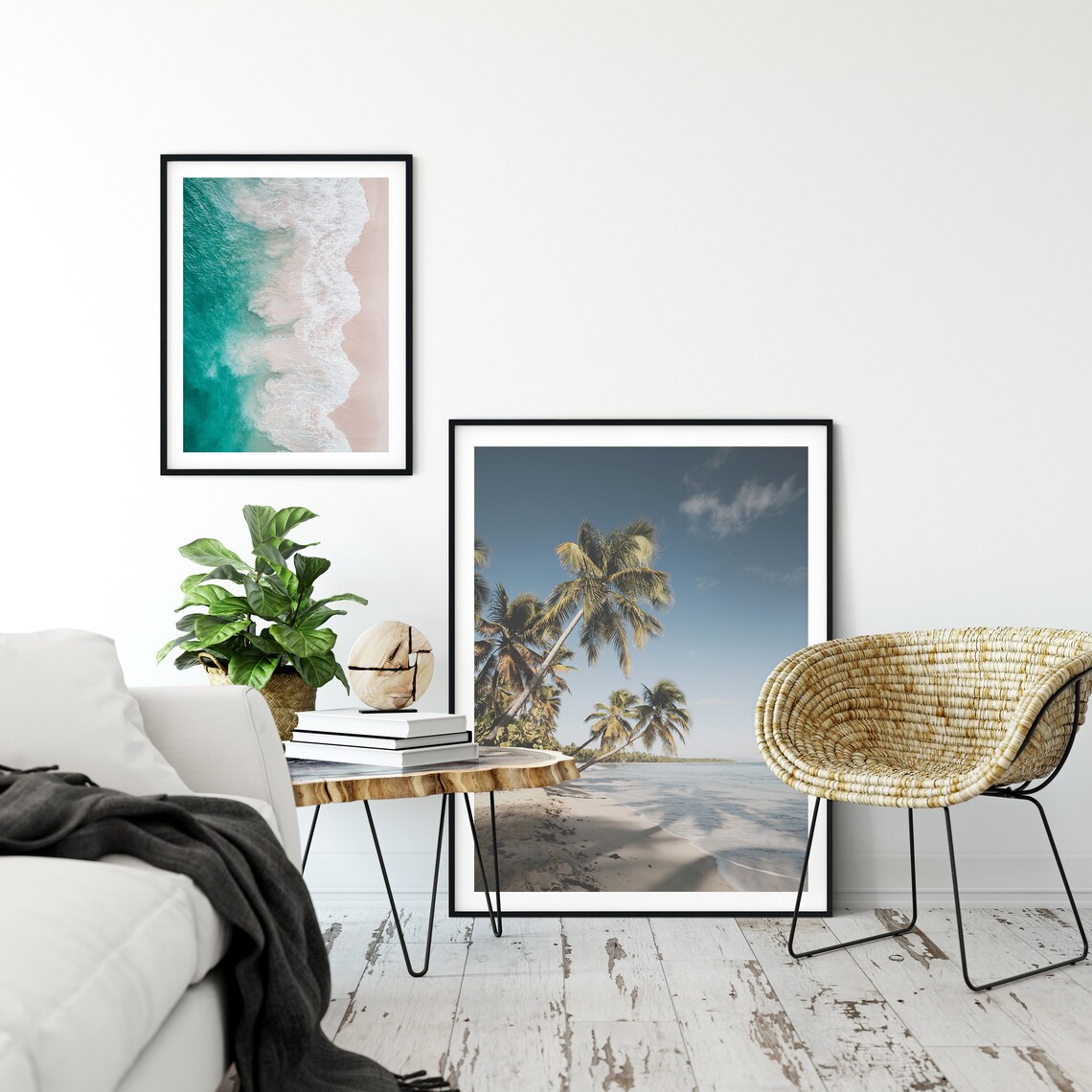 Tropical Beach Palm Trees Calm Ocean Coastal Photography Wall Poster - Image 2